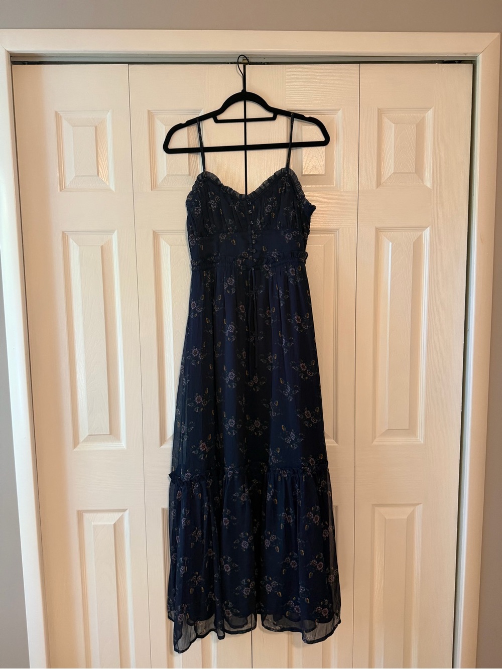 Patrons of Peace Navy Floral Spaghetti Strap Maxi Dress